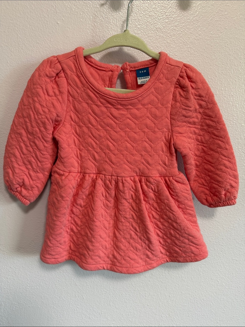 Old Navy Coral Quilted Long Sleeve Dress